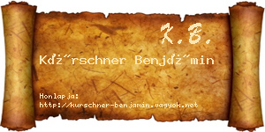 Kürschner Benjámin névjegykártya